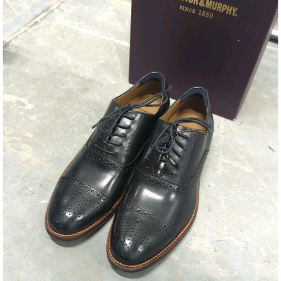 Johnston & Murphy Dark Academia Quiet Luxury Black Leather Oxfords Size 8M NIB main image 8